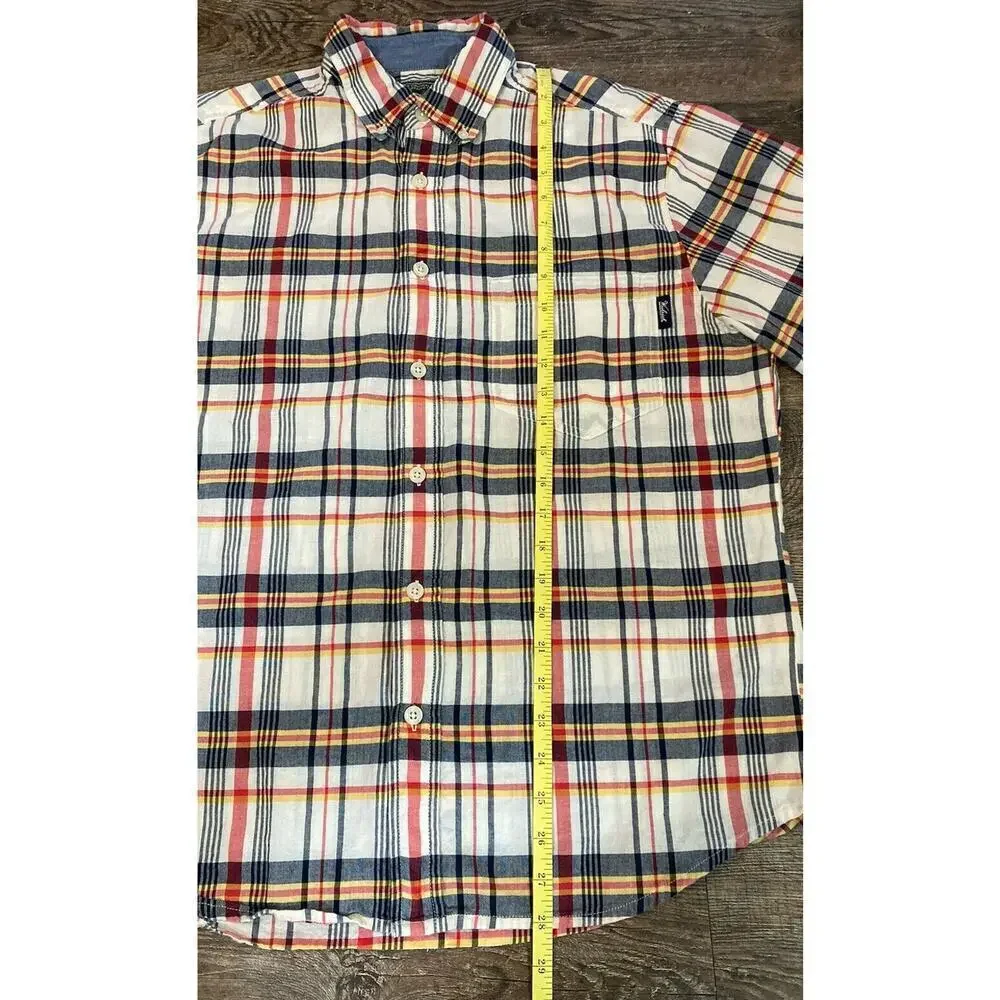 Woolrich Men’s Blue Plaid Button Down Shirt Short Sleeve Cotton Size M - Picture 4 of 8